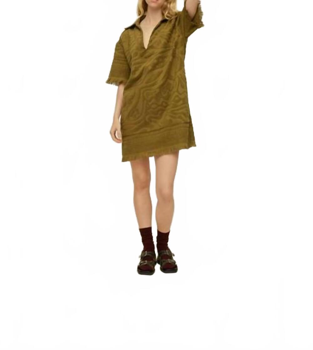 NEW OAS women's aya terry mini dress in olive